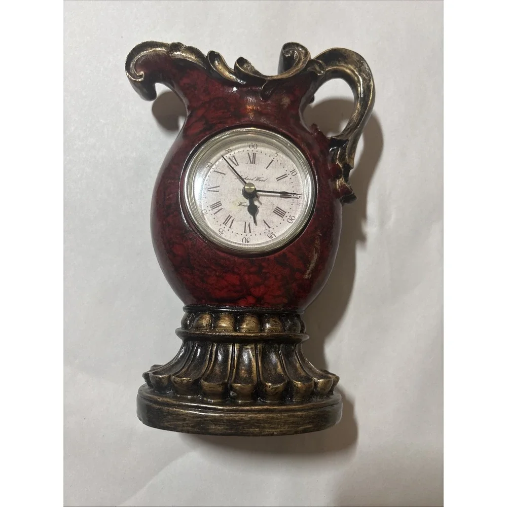 Vintage Richard Ward Winchester Mantel Clock Victorian Pitcher Red EUC